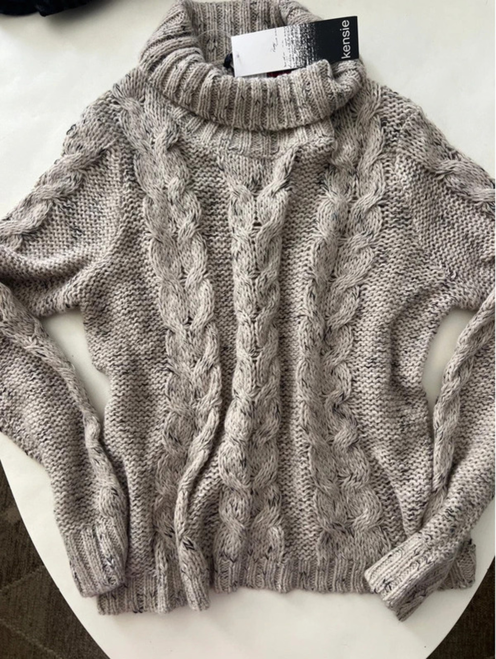 NWT Kensie Knit Turtleneck Speckled Light Sweater Oatmeal M